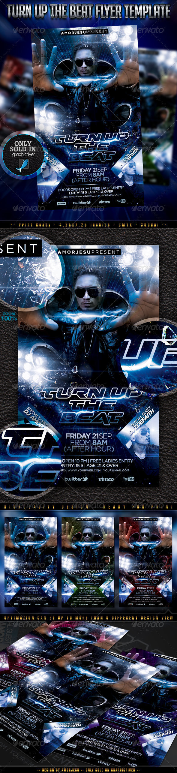 Turn Up The Beat Flyer Template - Clubs & Parties Events