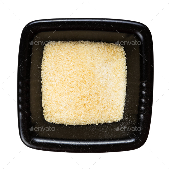 crystalline beef gelatine in black bowl isolated Stock Photo by vvoennyy