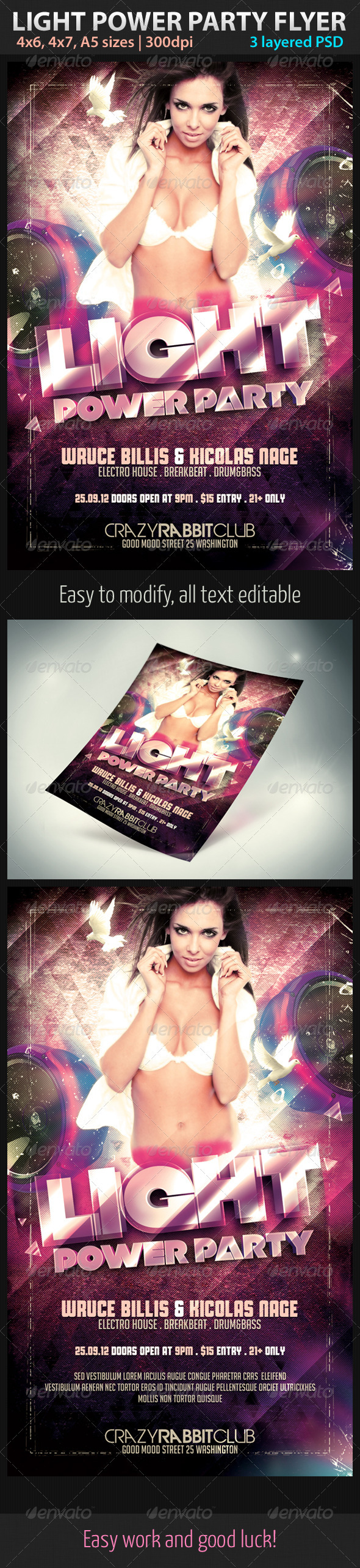 Light Power Party Flyer - Clubs & Parties Events