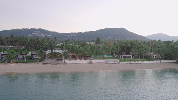 Colorful 4k Drone Sunset Ocean Views Over the Coast at Bo Phut Beach in Koh Samui Thailand, Includin alt