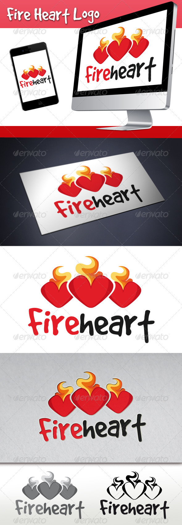 Fire Heart Logo - Objects Logo Templates