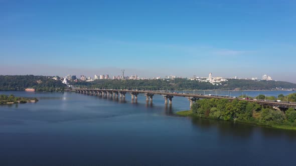 Cityscape in Kiev near the Paton Bridge