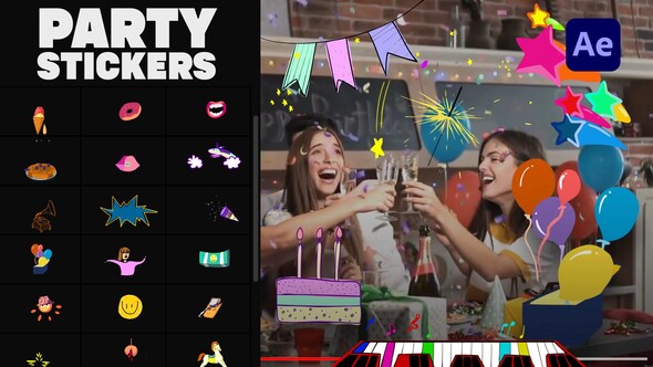 Animated Party Stickers | After Effects alt