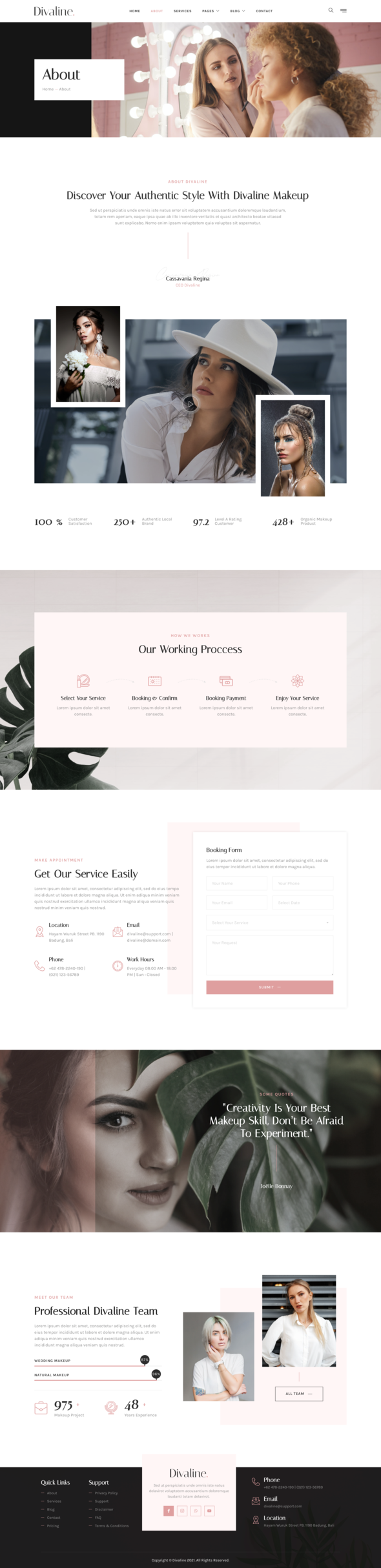 Divaline ? Makeup Artist, Model & Beauty Elementor Template Kit