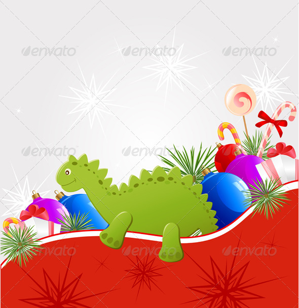 Christmas Background with Dragon - New Year Seasons/Holidays