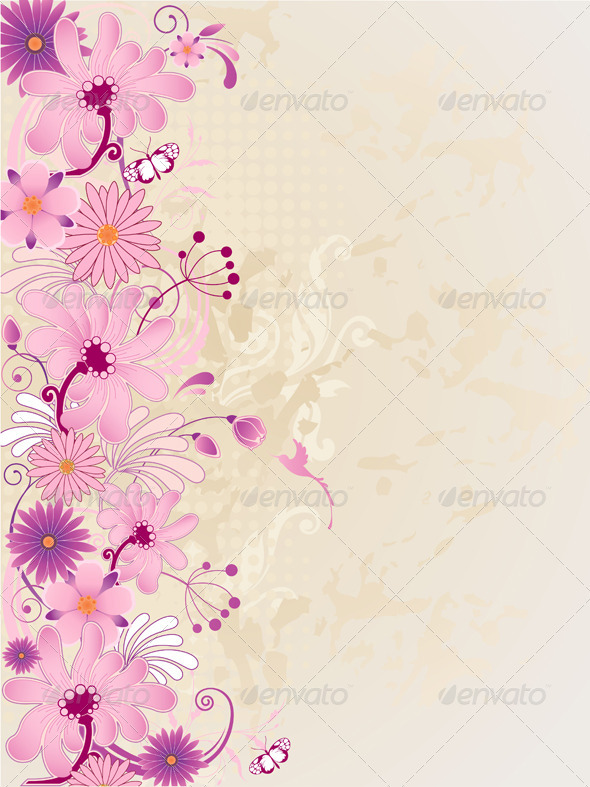 Background with Pink Flowers - Backgrounds Decorative