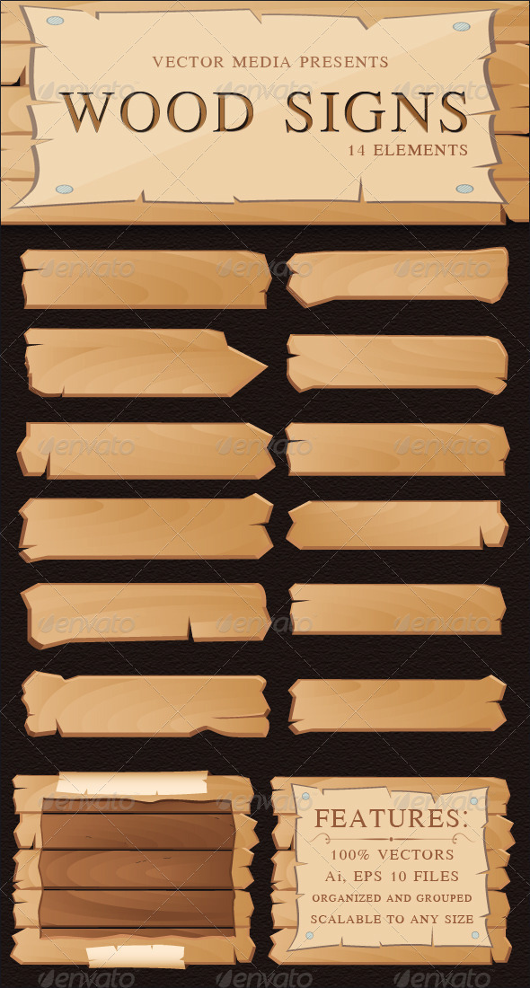 Wood Signs - Objects Vectors