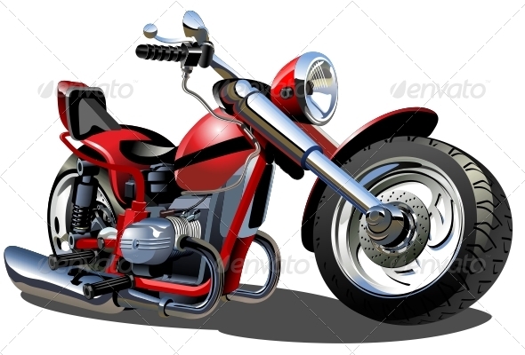 Vector Cartoon Motorcycle - Man-made Objects Objects