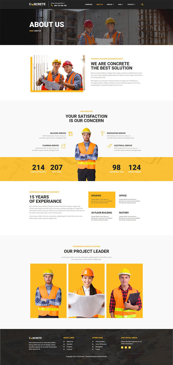 Concrete - Construction Elementor Template Kit by Rometheme | ThemeForest