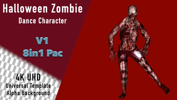 Halloween Zombie Dancing Animation Character Universal Motion Graphics Template 8in1 Pack V1