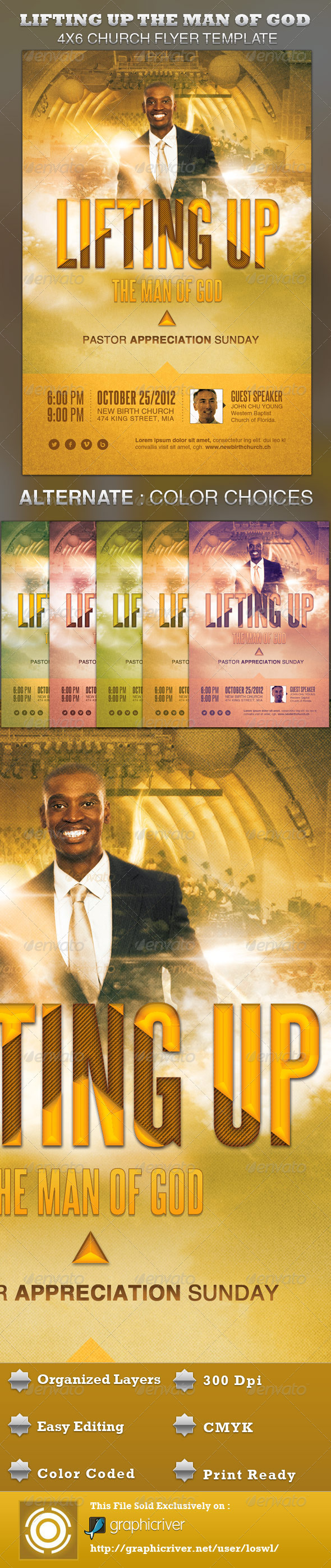 Lifting up the Man of God Church Flyer Template - Church Flyers