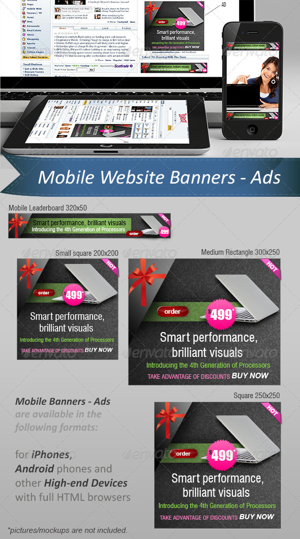 Mobile Website Ads - Banners - Banners & Ads Web Elements