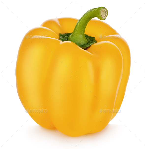 Yellow pepper close up isolated on white background. - Stock Photo - Images