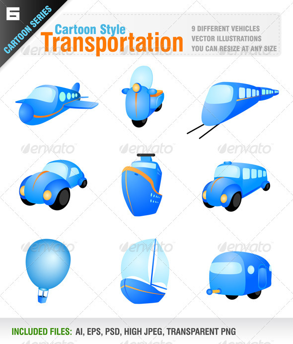 Transportation Vehicle Icons - Objects Vectors