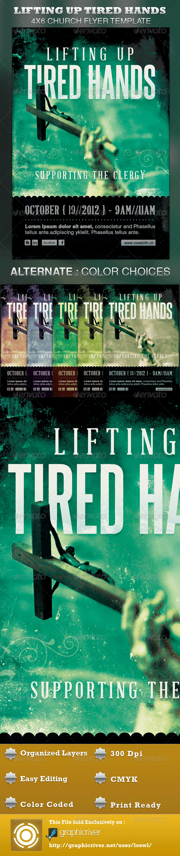 Lifting up Tired Hands Church Flyer Template - Church Flyers