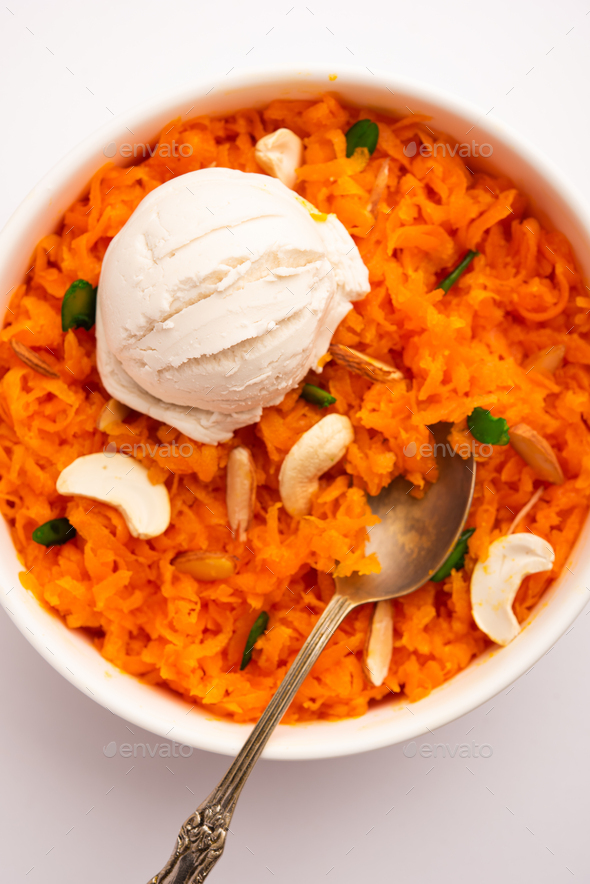 Gajar Halwa with Vanilla ice cream Stock Photo by stockimagefactory