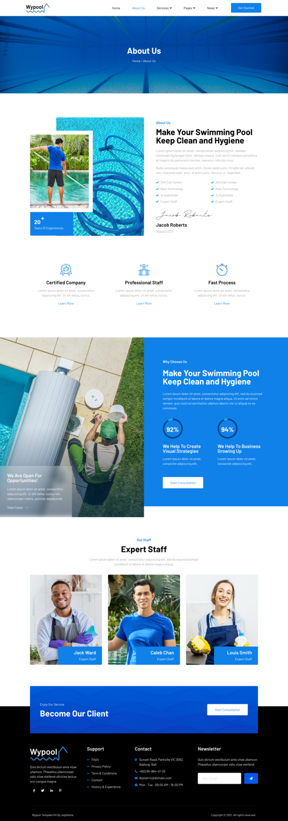 Wypool Swimming Pool Cleaning Maintenance Services Elementor Template Kit