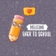 Back to School Banner or Poster with Cartoon Funky