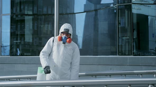 Urban Public Disinfecting. Disinfectant Railing. Handrails and Handle. Covid-19. alt