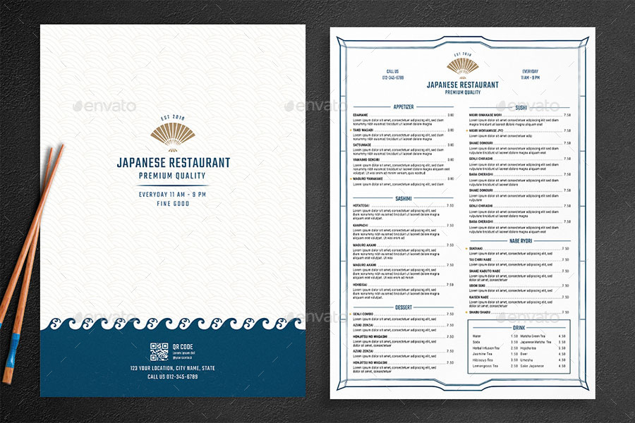 Contemporary Japanese Sushi Menu, Print Templates | GraphicRiver