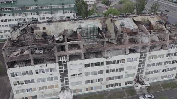 Ukraine  Building Destroyed By the War in Stoyanka Bucha District alt