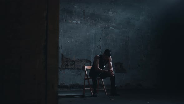 Man alone in a dark room, Stock Footage | VideoHive