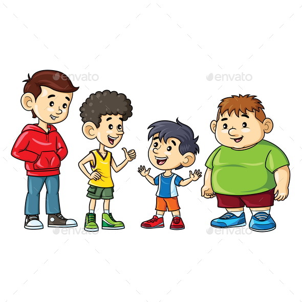 Cartoon boys fat skinny tall and short. by rubynurbaidi | GraphicRiver