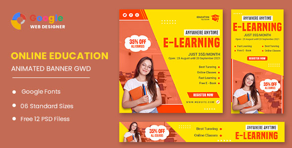 Education Study HTML5 Banner Ads GWD
