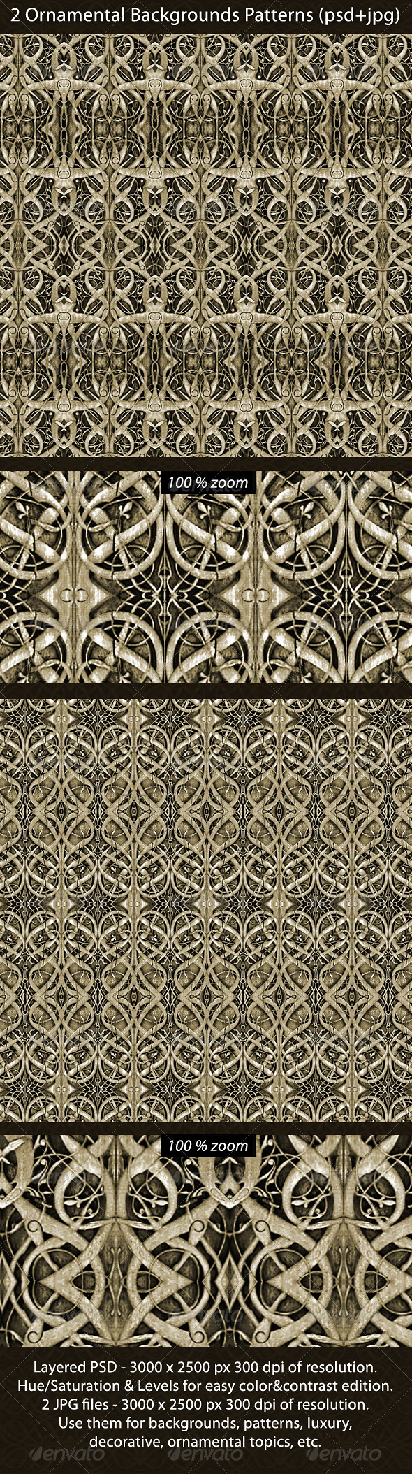 2 Ornamental Backgrounds Patterns - Backgrounds Graphics