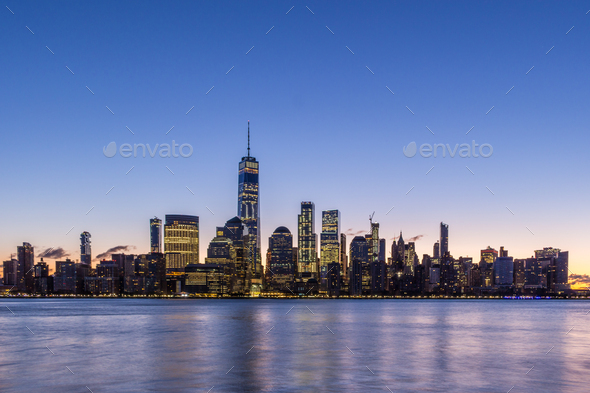 Cityscape of Lower Manhattan, New York at Morning Twilight. Unit