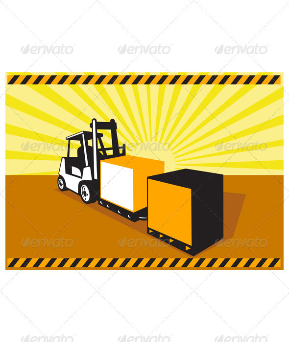 Forklift Truck Materials Handling Retro - Industries Business