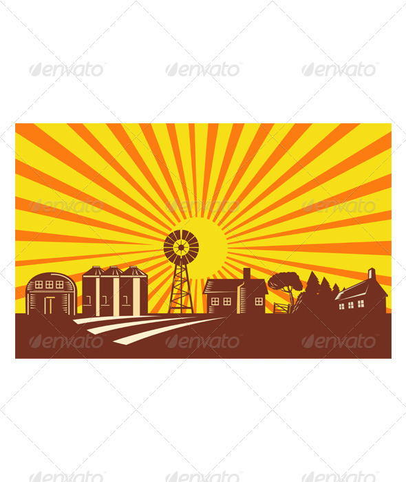 Farmer and Farm with Tractor - Landscapes Nature