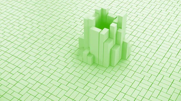 Abstract 3d Blocks Wave Green