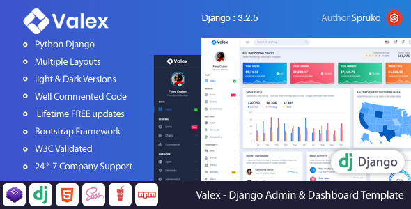 Valex - Django Admin & Dashboard Template by SPRUKO | ThemeForest