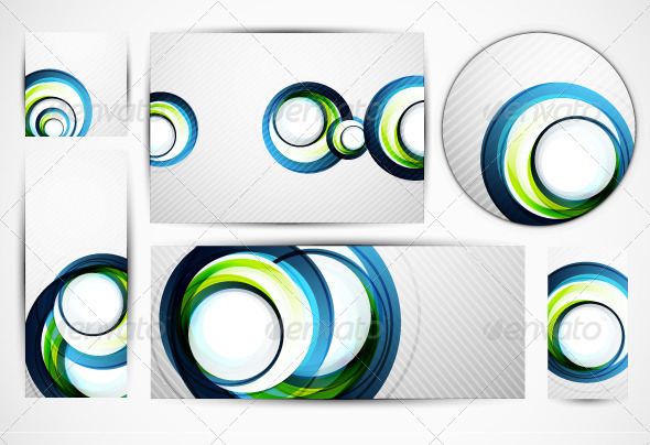Blue Swirl Banners - Backgrounds Decorative