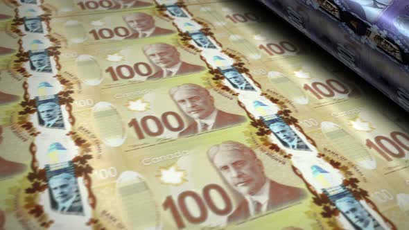 Canadian Dollar money banknotes printing seamless loop alt
