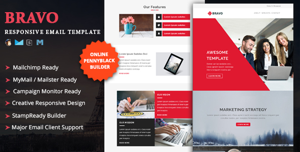 Bravo - Multipurpose Responsive Email Templates with Stamp Ready Builder Access