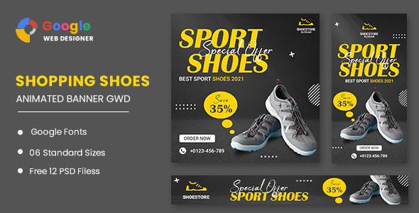 Sport Shoes HTML5 Banner Ads GWD