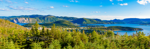 Norris Point town Bonne Bay Gros Morne NP Canada - Stock Photo - Images