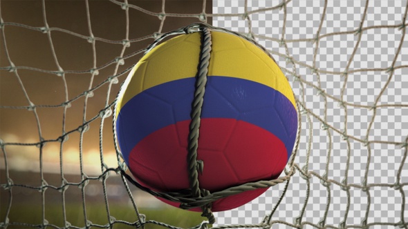 Soccer Ball Scoring Goal Night Frontal - Colombia