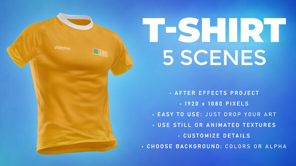 T-shirt - 5 Scenes Mockup Template - Animated Mockup PRO by 2DeadFrog