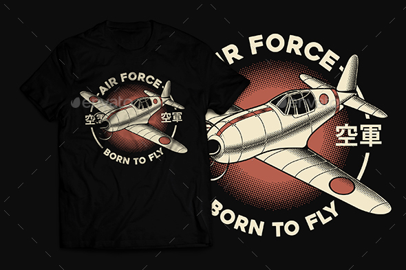 Retro Japanese Air Force T-Shirt Design