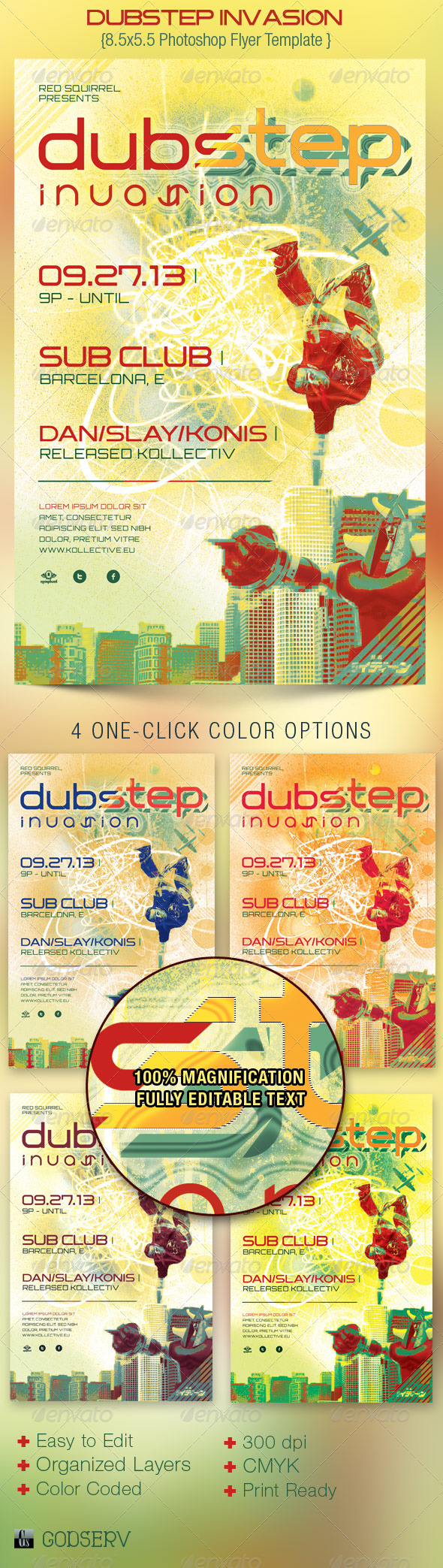 Dubstep Invasion Flyer Template - Clubs & Parties Events