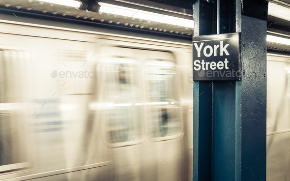 New york city metro station in York street. - Stock Photo - Images