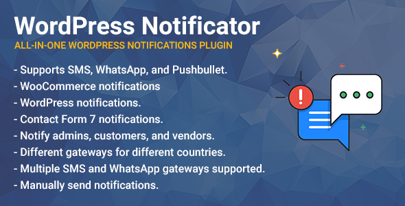 WordPress Notificator: SMS, WhatsApp, and Pushbullet notifications