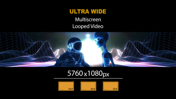 Ultra Wide HD Astronaut Alien Wireframe 03
