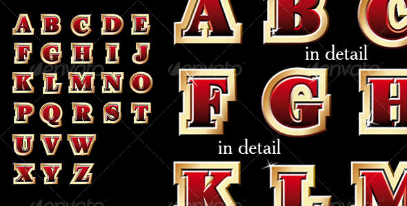 Golden style alphabet