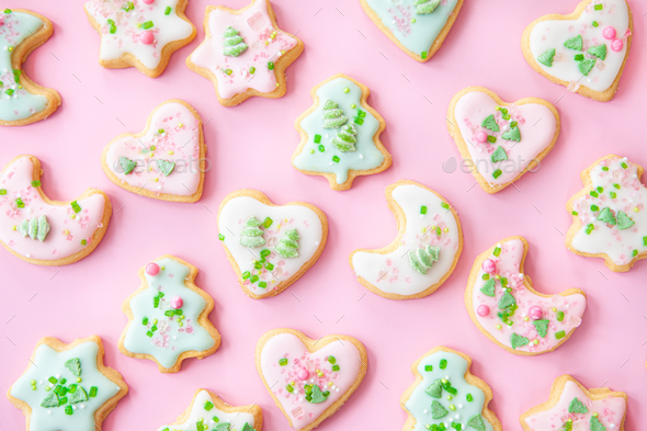 Christmas cookies with colorful sprinkles - Stock Photo - Images