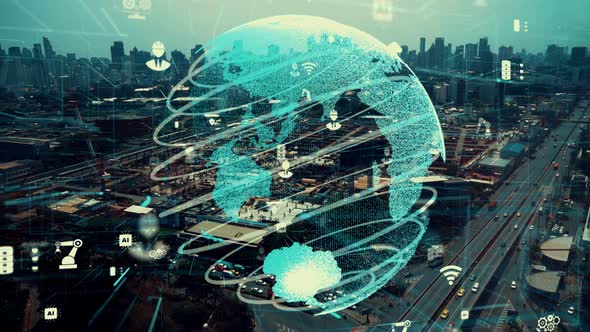 Construction Technology Concept with Alteration Graphic Over Construction Site alt