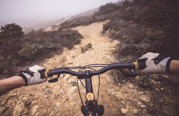 pov downhill mountain bike